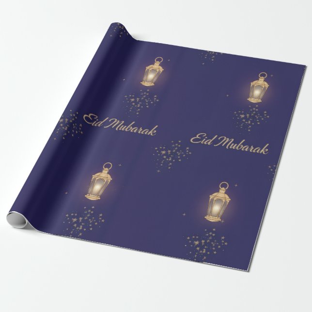Blaue Eid-Geschenkpapier Geschenkpapier (Ungerollt)