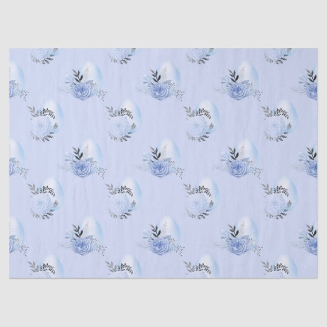 Blaue Eier und Blume auf der Blue Decoupage Seidenpapier (Vorderseite)