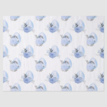 Blaue Eier und Blume auf der White Decoupage