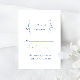Blaue, einfache botanische Hochzeitskarte RSVP