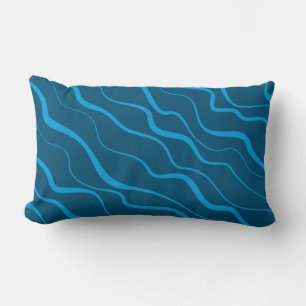 Blaue, einfache, moderne, coole Wellenabstraktion Lendenkissen