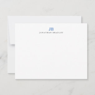 Blaue einfache moderne minimalistische Monogramm-I Mitteilungskarte