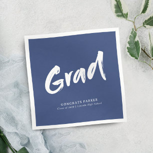 Blaue einfache moderne Pinsel Schrift Abschlusspar Serviette