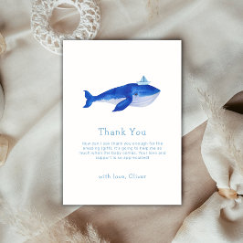 Blaue, einfache Unterwasserdusche für Whale Dankeskarte