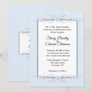 Blaue Einfachheit Traditionelle Hochzeitseinladung Einladung