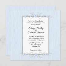 Blaue Einfachheit Traditionelle Hochzeitseinladung
