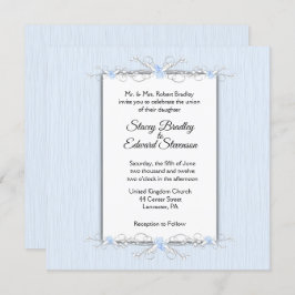 Blaue Einfachheit Traditionelle Hochzeitseinladung Einladung