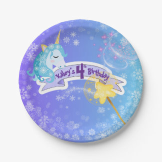Blaue Einhorn-Geburtstags-Party-Teller Pappteller
