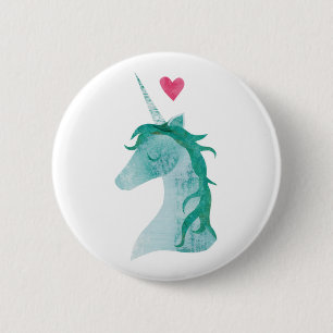 Blaue Einhorn-Magie mit Herzen Button