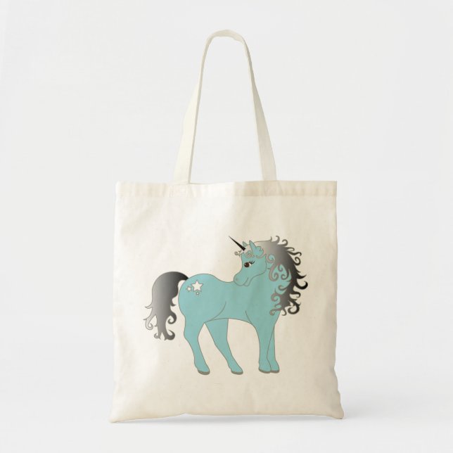 Blaue Einhornphantasie Tragetasche (Vorne)