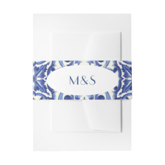 Blaue Einladung Bauchband Einladungsbanderole