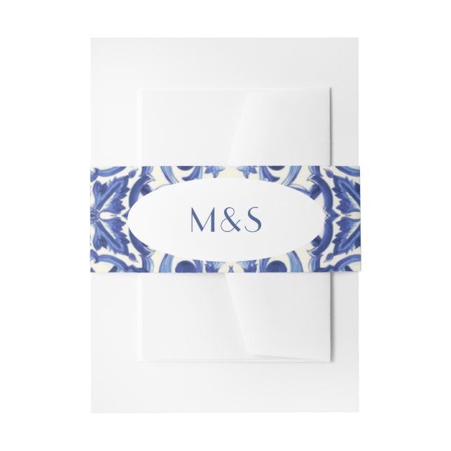 Blaue Einladung Bauchband Einladungsbanderole (Vorderseite Beispiel)