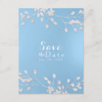 Blaue Einladungen Save the Date von White Floral B