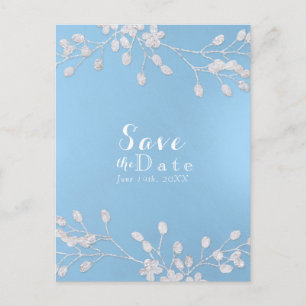 Blaue Einladungen Save the Date von White Floral B
