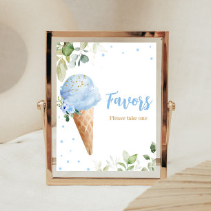 Blaue Eiscreme Baby Shower Favor-Schild Poster