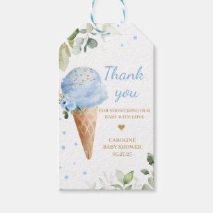 Blaue Eiscreme-Baby-Shower-Geschenkanhänger Geschenkanhänger