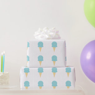Blaue Eiscreme-Kegel-Sprinkle-Stars-Dots Geschenkpapier