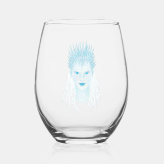 Blaue Eiskönigin mit Eiskronenkrone Weinglas Ohne Stiel