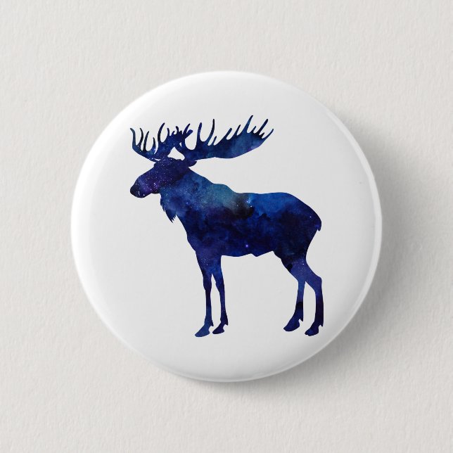 Blaue Elche Silhouette Button (Vorderseite)