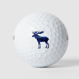 Blaue Elche Silhouette Golfball