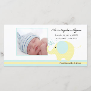 Blaue Elefant-Baby-Geburt Annoucement Ankündigung