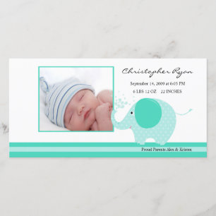 Blaue Elefant-Baby-Geburt Annoucement Ankündigung