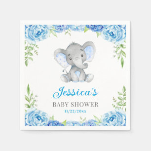 Blaue Elefant-Baby-Jungen-Dusche wenig Serviette