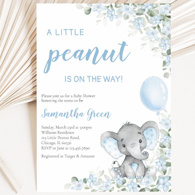 Blaue Elefant-Baby-Party Einladung (Von Creator hochgeladen)