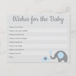 Blaue Elefant-Babyparty-Wünsche für Baby-Karten Postkarte