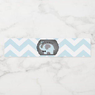 Blaue Elefant Bogen-Krawatte Zickzack Baby-Dusche Wasserflaschenetikett