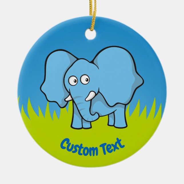 Blaue Elefant Cartoon Keramik Ornament (Vorne)