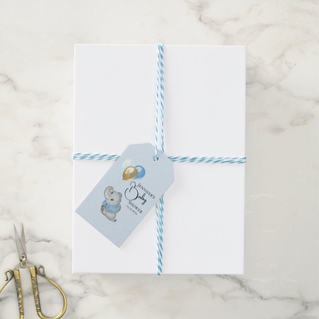Blaue Elefant Geschenkanhänger (Mit Garn)