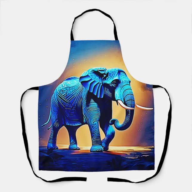 Blaue Elefant-Glow-Design  Schürze (Vorderseite)