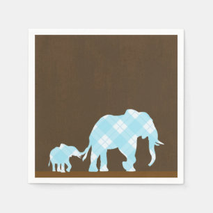 Blaue Elefanten Braune Moderne Baby-Party Serviette