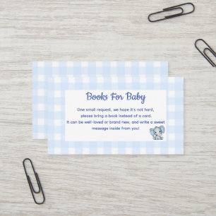 Blaue Elefanten-Bücher für Baby Shower-Einlage  Visitenkarte