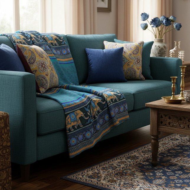 Blaue Elefanten Fleecedecke (Von Creator hochgeladen)