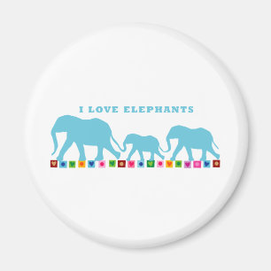 Blaue Elefanten laufen Magnet