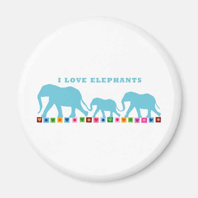 Blaue Elefanten laufen Magnet (Vorne)