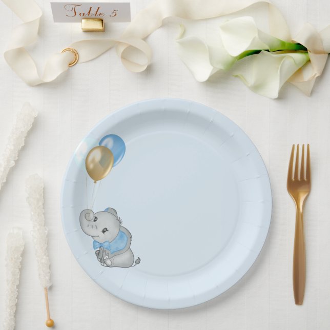 Blaue Elefanten-Papierteller Baby-Party Pappteller (Hochzeit)
