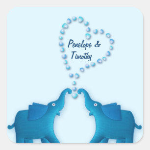 Blaue Elefanten Quadratischer Aufkleber