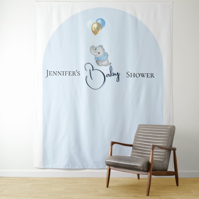 Blaue Elefanten-Tapetenbanner Wandteppich (Beispiel)