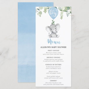 Blaue Elefanten und Ballons Babydusche Programm