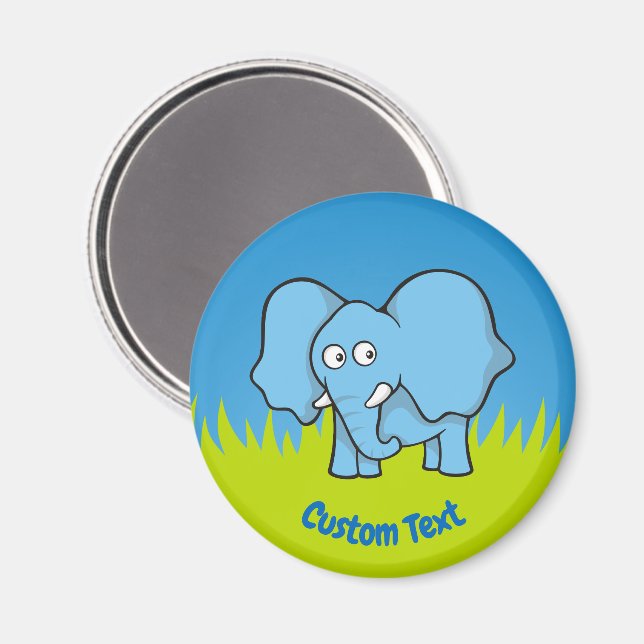 Blaue Elefantenmagnet im Cartoon Magnet (Vorderseite/Rückseite)