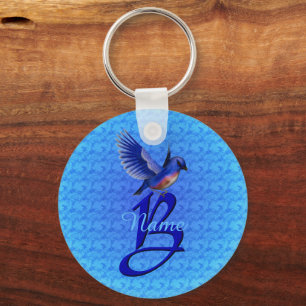 Blaue Elegant Monogramm Anfangsbuchstabe B Persona Schlüsselanhänger