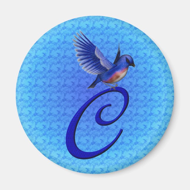 Blaue Elegant Monogramm Anfangsbuchstabe C Magnet (Vorne)