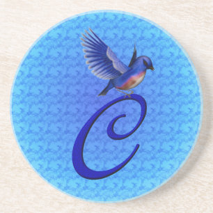 Blaue Elegant Monogramm Anfangsbuchstabe C Untersetzer