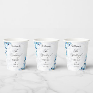 Blaue elegante Blumen Sommerhochzeit Pappbecher