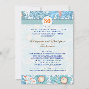 blaue elegante Einladungen zum 30. Hochzeitstag