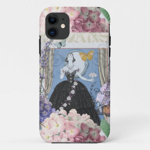 Blaue elegante Frau Blumen-Kleid Case-Mate iPhone Hülle