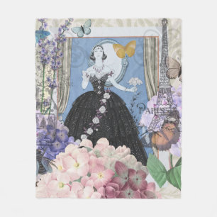 Blaue elegante Frau Blumen-Kleid Fleecedecke